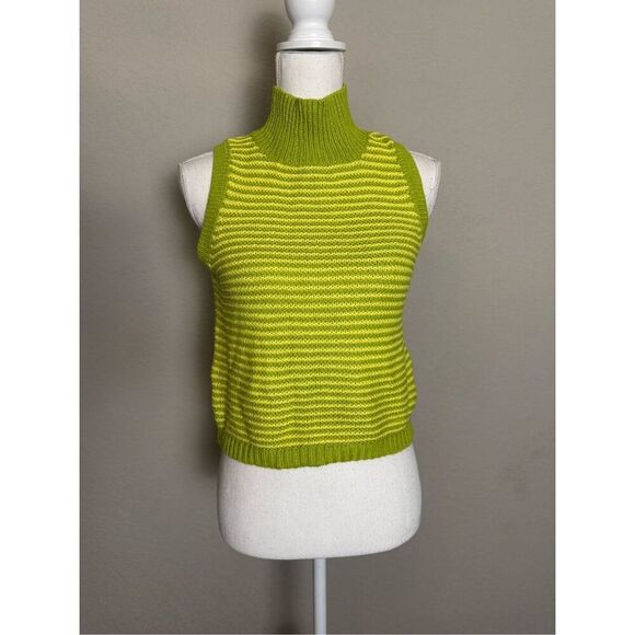 525 America Dark Light Green Knitted Sweater Tank Top Small - Picture 1 of 6